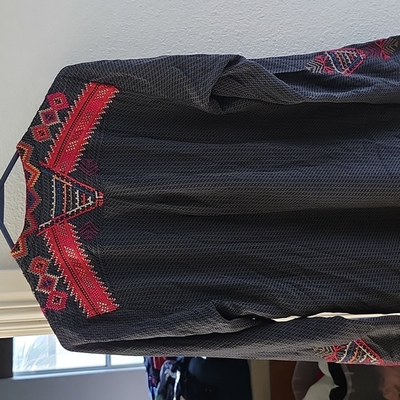 Johnny Was Black and Red Embroidered Top - Picture 3 of 3